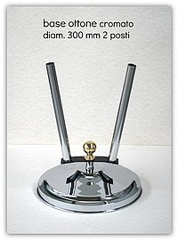 art.290 Base diam.300 ottone cromato a 2 posti per aste diam. 22 mm.JPG